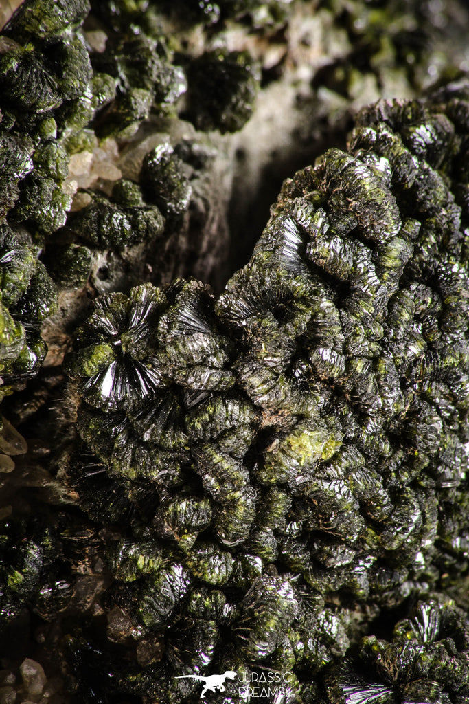 21577 - Top Huge Slender Grass Green Epidote Crystals on Matrix Imilchil Mine Morocco